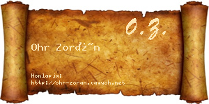 Ohr Zorán névjegykártya